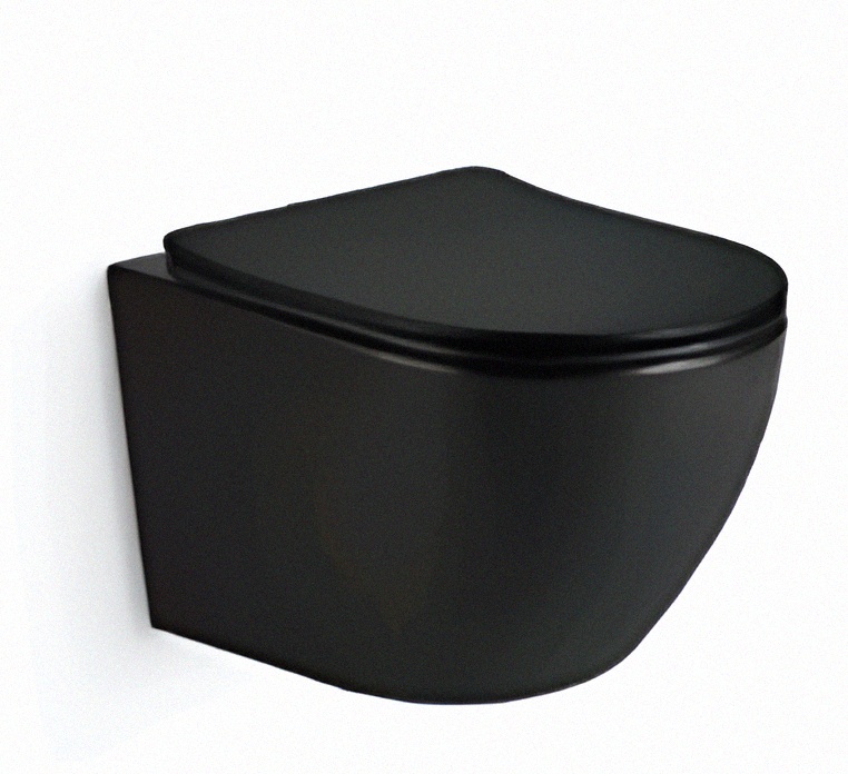 SSWW WC ŠKOLJKA RIMFREE SA DASKOM SOFT CLOSE VIS.525X60X355 MAT CRNA WCT3071R